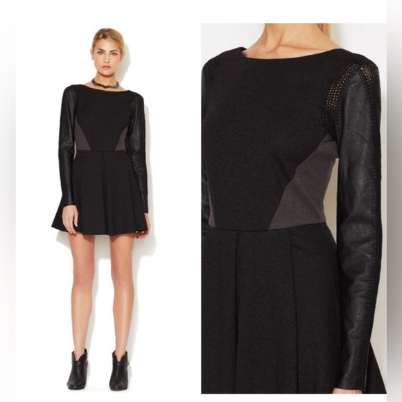 Stella & Jamie Rio leather and lace mini dress size large brand new - Picture 1 of 7